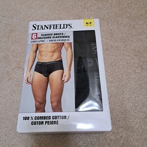 Stanfield's Mens Underwear 6 Pack Briefs Black Small Cotton Stretch NEW